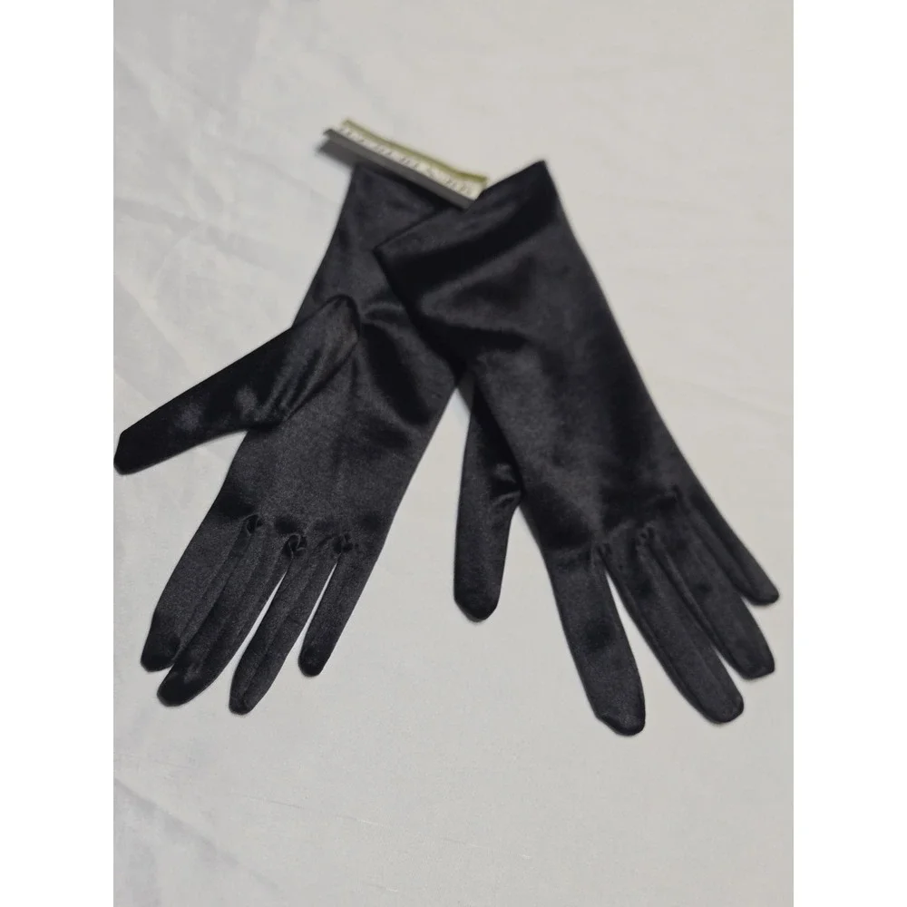 Ben Berger Black Satin Stretch Short Gloves One Size Formal Homecoming Prom